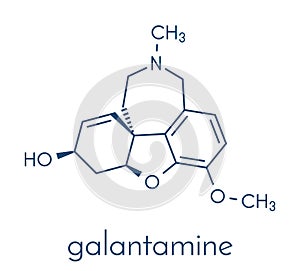 Galantamine alkaloid molecule. Found in Caucasian snowdrop, used in treatment of Alzheimer`s disease. Skeletal formula.