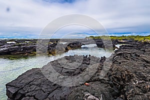 Galapagos Islands - August 26, 2017: Landscape of the Lava tunnels of Isabela Island, Galapagos Islands, Ecuador