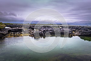 Galapagos Islands - August 26, 2017: Landscape of the Lava tunnels of Isabela Island, Galapagos Islands, Ecuador