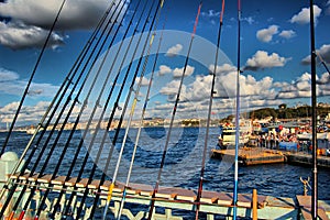 Galata Bridge (Istanbul Turkey). Fishermans photo