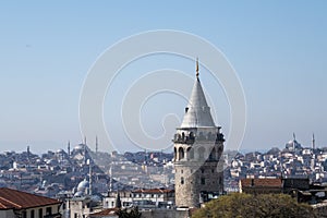 Galata Tower in Beyoglu . Istanbul ,Turkey