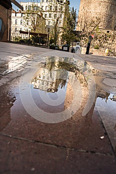 Galata Tower,famous landmark stone tower architecture