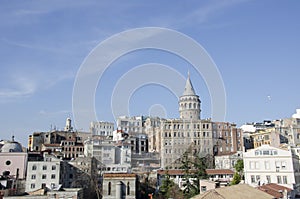 Galata Tower in Galata District, Istanbul City, Turkey