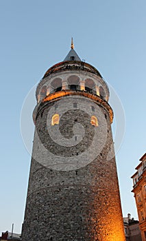 Galata Tower (Galata Kulesi) a medieval stone tower in the Galata/KarakÃ¶y quarter of Istanbul, Turkey