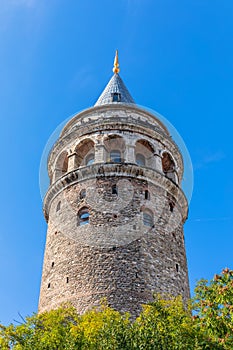 Galata Tower of Istanbul, close detailed view