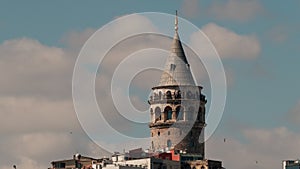 Galata Tower in Istanbul Turkey close up. Turist destinations.