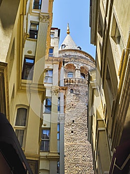 The Galata tower. Karakoy district, Istanbul, Turkey.
