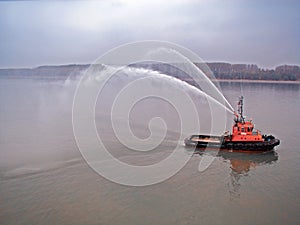 Galati, Romania - November 12, 2017: Tug vessel on the Danube