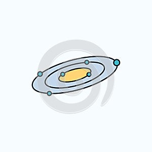 Galaxy, astronomy, planets, system, universe Flat Icon. green and Yellow sign and symbols for website and Mobile appliation.