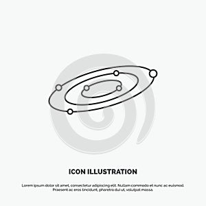 Galaxy, astronomy, planets, system, universe Icon. Line vector gray symbol for UI and UX, website or mobile application