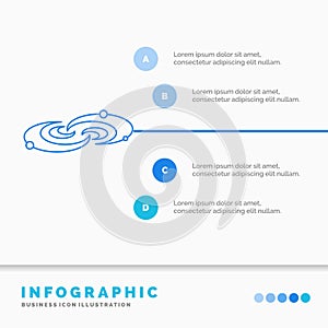 Galaxy, astronomy, planets, system, universe Infographics Template for Website and Presentation. Line Blue icon infographic style