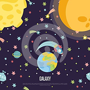 Galaxy Conceptual Cartoon Vector Web Page Template