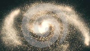 Galaxy in Deep Space. Spiral galaxy, animation of Milky Way. Flying through star fields and nebulas in space, revealing