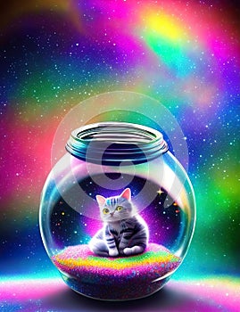 Galaxy environment Capturing A whimsical a small kitty