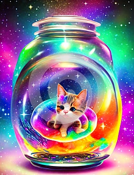 Galaxy environment Capturing A whimsical a small kitty