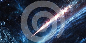 GalaxyFilled Night Sky with a Shooting Star for Astronomy SciFi Art and SpaceThemed Projects photo