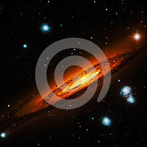 Galaxy in a free space, Planets and galaxy, science fiction abstract background, 3D rendering