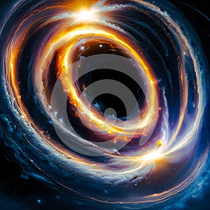 Galaxy in a free space, Planets and galaxy, science fiction abstract background, 3D rendering