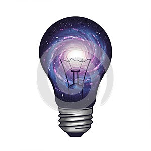 Galaxy Inside Lightbulb: Cosmic Spiral Artwork