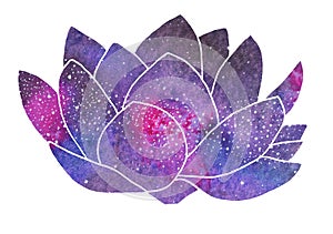 Galaxy lotus. Hand-drawn cosmic flower