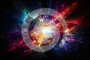 Galaxy and nebula. Abstract space background. 3D rendering, A color burst symbolizing a supernova explosion, AI Generated