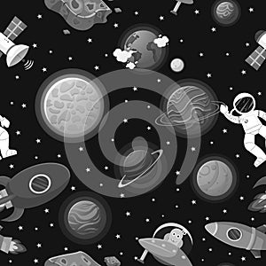 Galaxy pattern cartoon style. Astronaut with