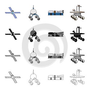 Galaxy, satellite, radar, and other web icon in cartoon style. Inovation, technology, sputnik, icons in set collection.