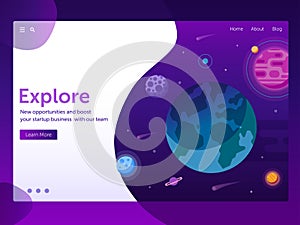 Galaxy and Space Explore Gradient Web Banner