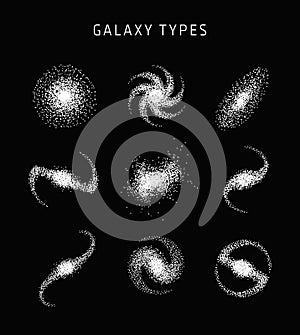 Galaxy types astronomy abstract vector