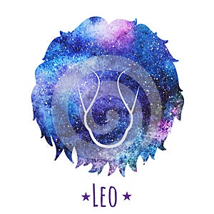 Galaxy zodiac sign Leo.Watercolor