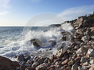 Gale in the Adriatic sea. Seashore