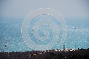 Gale-force wind Bora, Trieste, Italy. Top-view