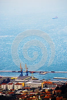 Gale-force wind Bora, Trieste, Italy. Top-view