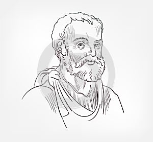 Galen of Pergamon, Claudius Galenus famous Greek physician medical scientist vector sketch illustration photo