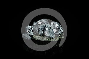 galena crystal isolated on black background
