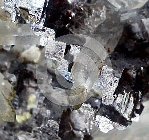 Galena crystals among terminated quartz crystals