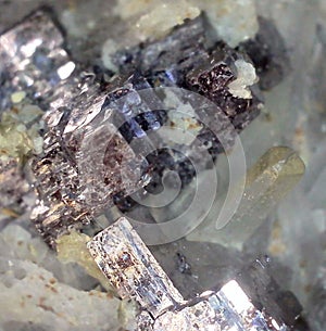 Galena crystals among terminated quartz crystals