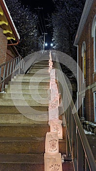Galena Luminaria Event 2020 stairway of lanterns downtown.