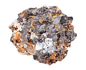 Galena and Sphalerite crystals on quartz rock