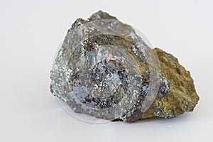 Galena with sphalerite mineral on white background