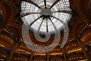 Galeries Lafayette Store, landmark, dome, ceiling, stained glass