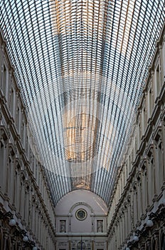 Galeries Royales Saint Hubert, Brussels, Belgium. Ornate nineteenth century upmarket shopping arcades in the centre of Brussels.