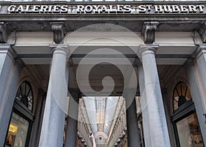 Galeries Royales St Hubert. Ornate nineteenth century shopping arcades in the centre of Brussels, Belgium.