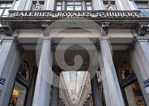 Galeries Royales St Hubert. Ornate nineteenth century shopping arcades in the centre of Brussels, Belgium.