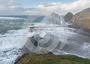 Gales hit Mullion Cove, Cornwall photo