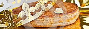 Galette des rois french kingcake with a golden crown