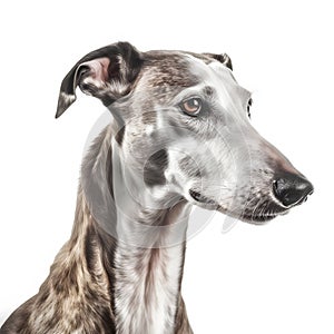 Galgo Espaol breed dog isolated on white background