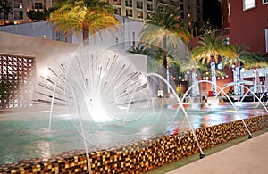 Galiano-Alhambra gazebo fountain in downtown Coral Gables, decorated for Christmas