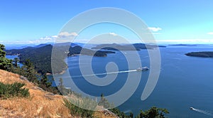 Galiano Island, British Columbia Landscape Panorama of Southern Gulf Islands from Mount Galiano, Canada