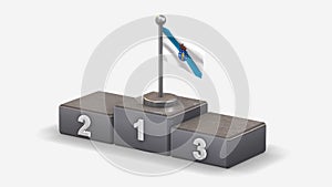 Galicia 3D waving flag illustration on winner podium.